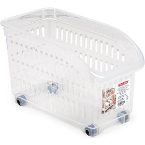 Plasticforte opberg Trolley Container - transparant - op wieltjes - L30 x B15 x H18 cm - kunststof - opslag box/bak - 8 liter