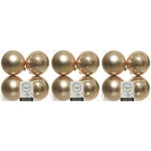 12x Donker parel/champagne kunststof kerstballen 10 cm - Mat/glans - Onbreekbare plastic kerstballen - Kerstboomversiering donker parel/champagne