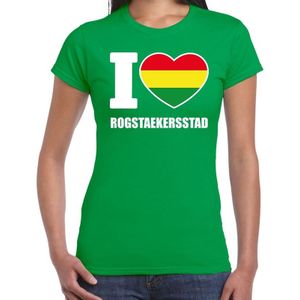 Carnaval t-shirt I love Rogstaekersstad voor dames - groen - Weert - Carnavalshirt / verkleedkleding