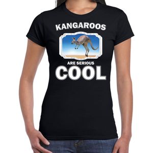 Dieren kangoeroes t-shirt zwart dames - kangaroos are serious cool shirt - cadeau t-shirt kangoeroe/ kangoeroes liefhebber