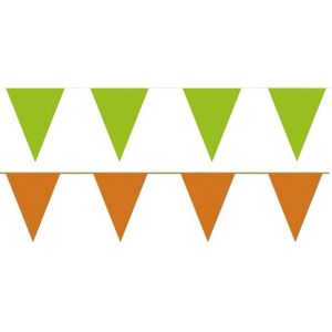 Oranje/Groene feest punt vlaggetjes pakket - 200 meter - slingers/ vlaggenlijn