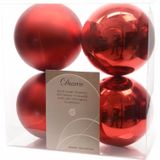 Onbreekbare rode kerstballen 10 cm - 8 stuks - kerstversiering