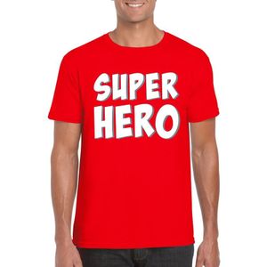 Fun tekst t-shirt Superhero voor heren - Rood