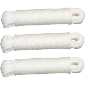 AMIG paracord touw - 3x - 15 meter - D5mm - 110kg - PE/PVC - wit