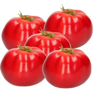 Esschert Design kunstfruit decofruit - 5x - tomaat/tomaten - ongeveer 6 cm - rood