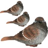 3x stuks huismus vogel dieren beeldje 14,5 x 6,5 x 8,5 cm - Tuin decoratie - Dieren/vogels beelden