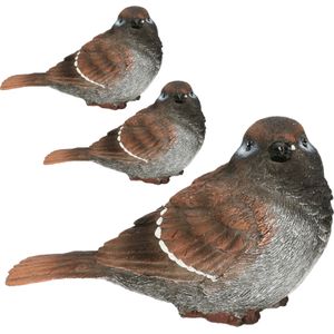 3x stuks huismus vogel dieren beeldje 14,5 x 6,5 x 8,5 cm - Tuin decoratie - Dieren/vogels beelden