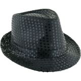 Carnaval verkleedset Partyman - glitter hoedje en bretels - zwart - heren - verkleedkleding