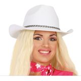 Guirca Carnaval verkleed Cowboy hoed Memphis - wit - volwassenen - Western thema