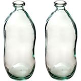 Atmosphera bloemenvaas - 2x - Pisa - Organische fles vorm - transparant - glas - H36 x D15 cm