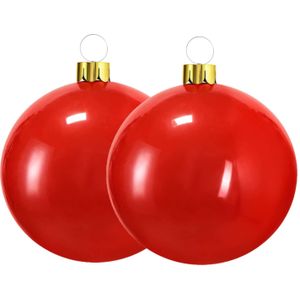 Christmas Decoration mega grote kerstballen  - 2x - 45 cm - rood - opblaasbaar