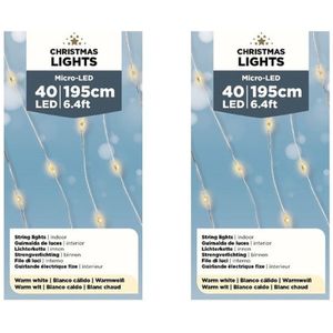 3x stuks draadverlichting zilverdraad 40 warm witte lampjes - 1195 cm - Kerstverlichting lichtsnoeren op batterijen