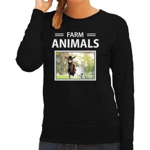 Dieren foto sweater Geit - zwart - dames - farm animals - cadeau trui Geiten liefhebber