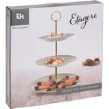 Excellent Houseware Etagère 3 Laags - Porselein - Goud