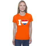 Oranje I love Holland supporter shirt dames - Oranje Koningsdag/ Holland supporter kleding