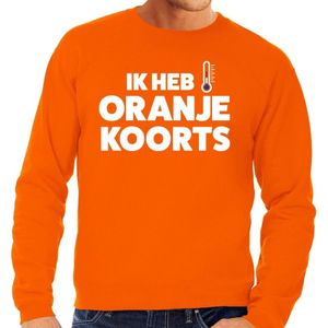 Oranje tekst sweater Ik heb Oranje koorts voor heren -  Koningsdag kleding