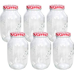 Set van 18x Stuks Inmaakpotten/Weckpotten van 1600 ml met Draaideksel