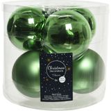 Decoris Grote kerstballen - 6x st - groen - 8 cm - glas - mat/glans - kerstversiering