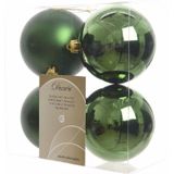 Kerstversiering kunststof kerstballen met glazen piek donkergroen 6-8-10 cm pakket van 45x stuks - Kerstboomversiering