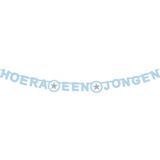 Geboorte versiering jongen - ooievaar geboortebord - 100 cm hoog - vlaggenlijn blauw - letterslinger