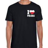 I love Polska t-shirt zwart op borst voor heren - Polen landen shirt - supporter kleding