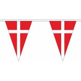Polyester vlaggenlijnen Denemarken 5 meter - Deense buiten landen vlaggetjes - Polyester - Feestartikelen/versiering