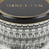 Urban Living koektrommel/voorraadblik Biscuits - 3x - Versailles - metaal - wit/zwart - 17 x 11 cm