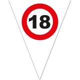 3x stuks leeftijd verjaardag vlaggenlijn met 18 jaar stopbord opdruk 5 meter - Plastic - 10-vlaggetjes per slinger - Feestartikelen/versiering