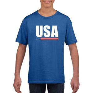 Blauw USA supporter t-shirt voor heren - Amerikaanse vlag shirts