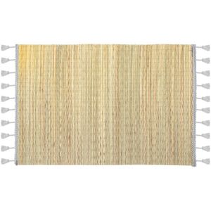 Rechthoekige placemat grijs met franjes - bamboe - 45 x 30 - Tafel onderleggers