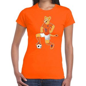 Nederland supporter t-shirt dameselftal Leeuwin met bal oranje dames - landen kleding