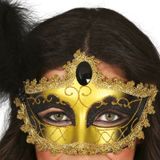 Fiestas Guirca Verkleed oogmasker Venitiaans - zwart met veer - volwassenen - Carnaval/gemaskerd bal