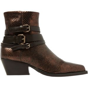 VIA VAI - 62117 - Enkellaars - Zwart - Slangenprint - Decoratieve Straps