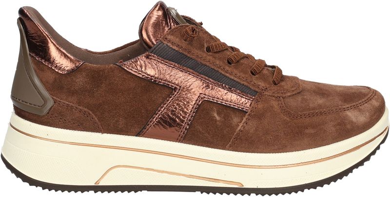 Ara - Sapporo - Sneakers - Donkerbruin/Metallic - Sleehak - Vetersluiting