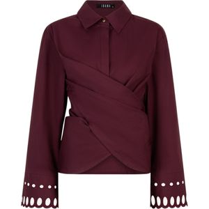 Ibana - Tatuma - Omslagblouse - Burgundy - Katoen - Trompetmouwen