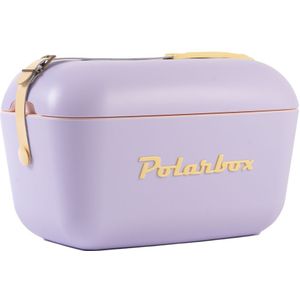 Polarbox retro koelbox Pop Malva paars met gele band - 20 liter - Duurzaam geproduceerde trendy koelbox