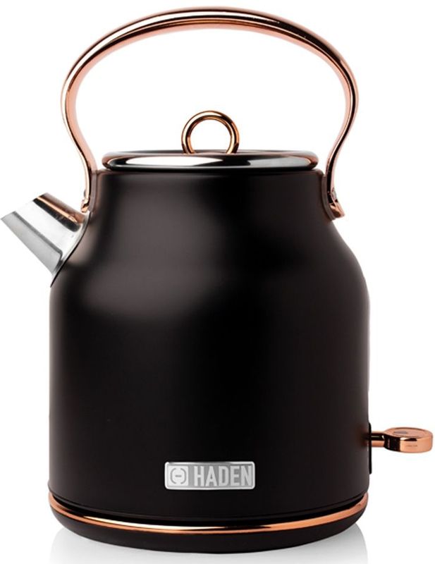 Haden Heritage Waterkoker – Retro Waterkoker Zwart – Snoerloos – Vintage Waterkoker met Kalkfilter