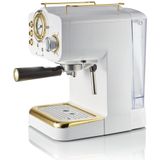 Swan Gatsby Espressomachine – Gemalen Koffie & Pads – Met Melkopschuimer – Wit/Goud