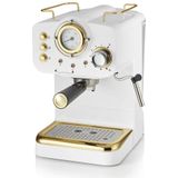 Swan Gatsby Espressomachine – Gemalen Koffie & Pads – Met Melkopschuimer – Wit/Goud