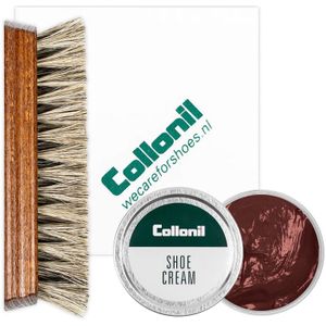 Collonil | Schoenpoets set 3-delig | Shoe cream | Poetsdoek | Borstel | Chestnut