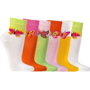 Dames sokken met vlinder | 6 paar | Maat 35-38