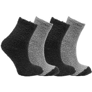 Huissokken | Heren sokken | 4 paar | Maat: 42-47 | Kleur: Zwart Grijs