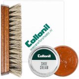 Collonil | Schoenpoets set 3-delig | Shoe cream | Poetsdoek | Borstel | Licht bruin