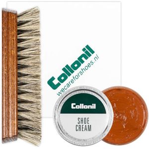 Collonil | Schoenpoets set 3-delig | Shoe cream | Poetsdoek | Borstel | Licht bruin