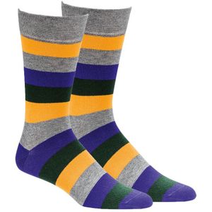 Gestreepte heren sokken | Zonder drukplekken | 8 paar | Maat: 43-46 | Kleur: Geel