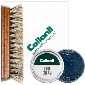 Collonil | Schoenpoets set 3-delig | Shoe cream | Poetsdoek | Borstel | Donker blauw