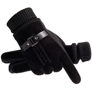 2 paar | Winter handschoenen | Dik Leer | Bont Gevoerd | water en winddicht | one size | zwart