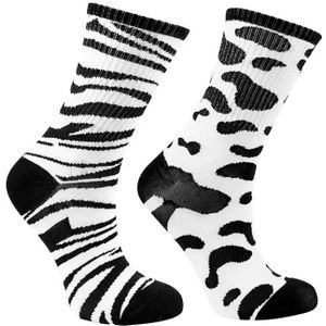 Dames sokken met dierenprint | Maat: 35-38 | 6 paar | Zwart Wit