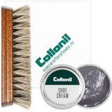 Collonil | Schoenpoets set 3-delig | Shoe cream | Poetsdoek | Borstel | Middel grijs