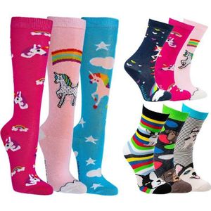Kindersokken | Dieren sokken | Maat: 19-22 | 9 paar | Diverse kleuren
